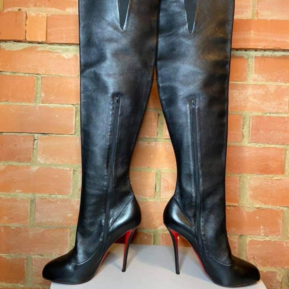 Sempre Monica 100 Black Leather Over Knee Boots